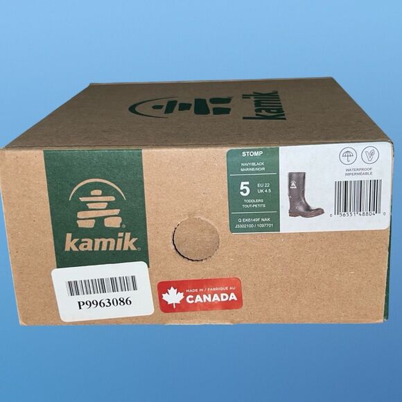 NIB Baby Kamik Stomp Navy Waterproof Rainboots Size 5 - Picture 4 of 6
